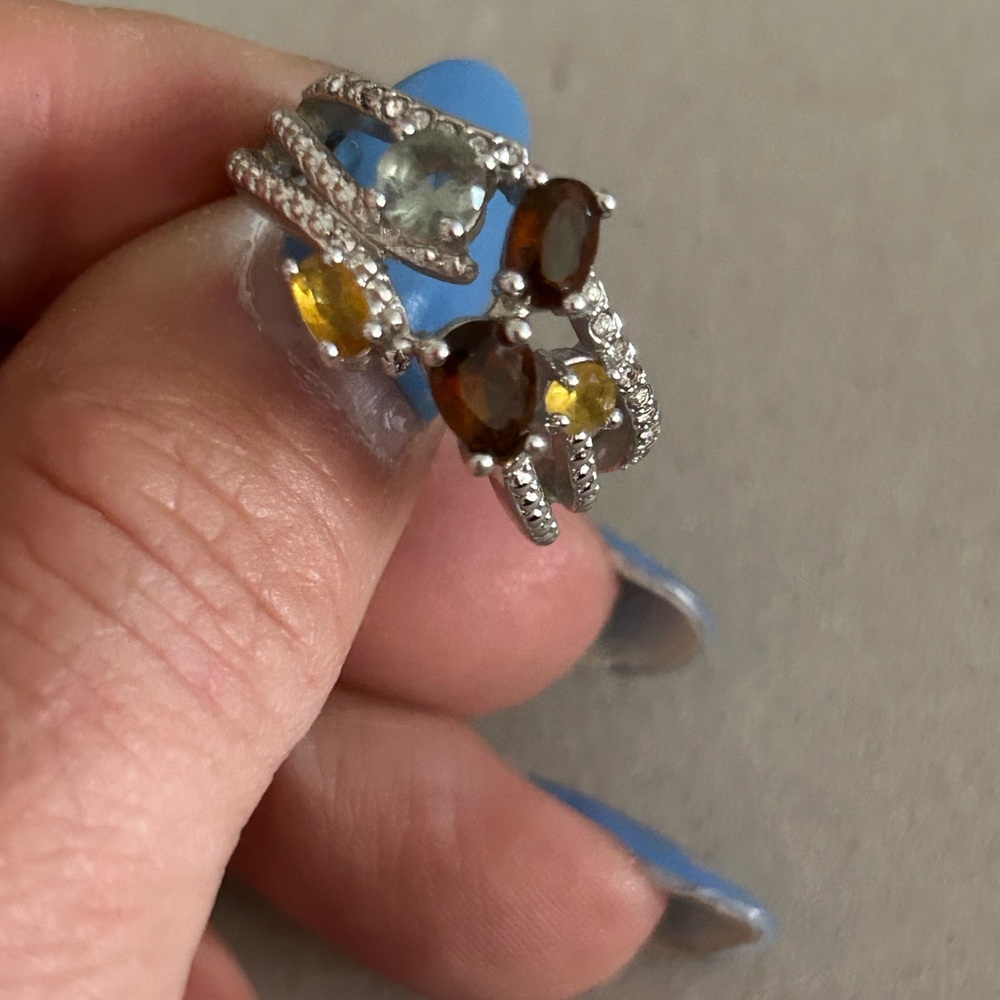 Women’s vintage CubicZirconia MultiColor Cocktail Silver-Tone Ring by NVC Sz. 10